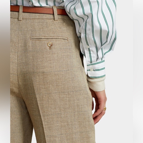 Polo Ralph Lauren Plaid Wool-Linen-Silk Blend Tweed Wide-Leg Pant NWT Size 8 - Picture 4 of 10